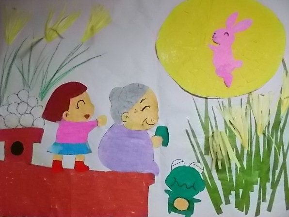 壁絵　お月見　千葉・谷津地域福祉事業所　ひだまり